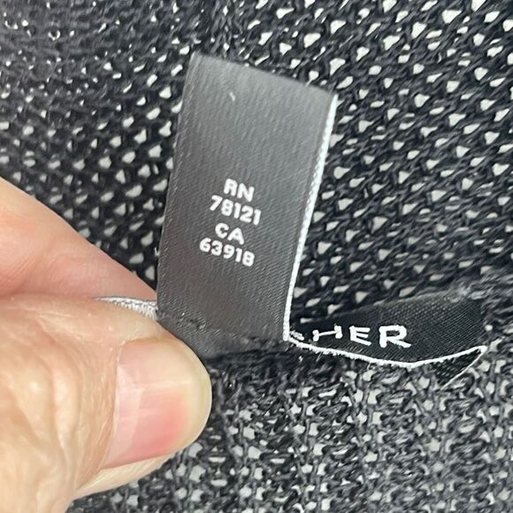 Eileen Fisher Black Open Knit Longline Semi Sheer Cardigan Sweater Size PM - Picture 4 of 8